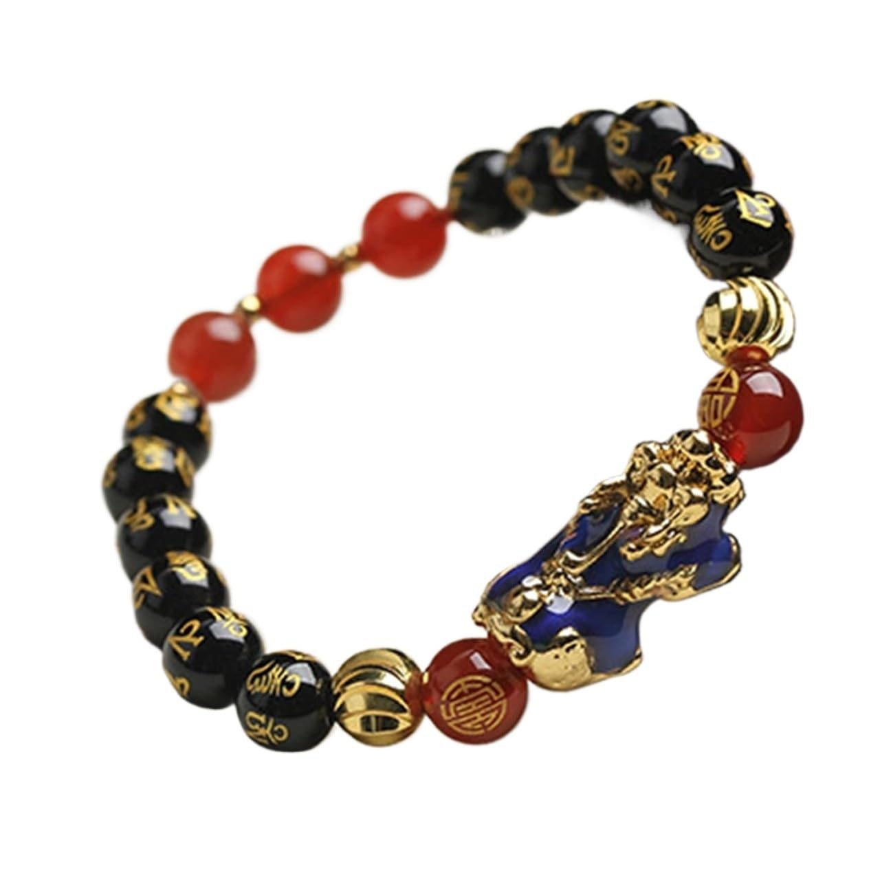 Nzpost Women's Red Crystal Bracelet,Agate Bracelet, Lucky Color Change Pixiu Charm Black/ Agate Bracelet Six-Charac