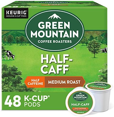 Green Mountain Coffee Roasters Half Caff, Single-Serve Keurig K-Cup Pods, Medium Roast Coffee, 48 Count