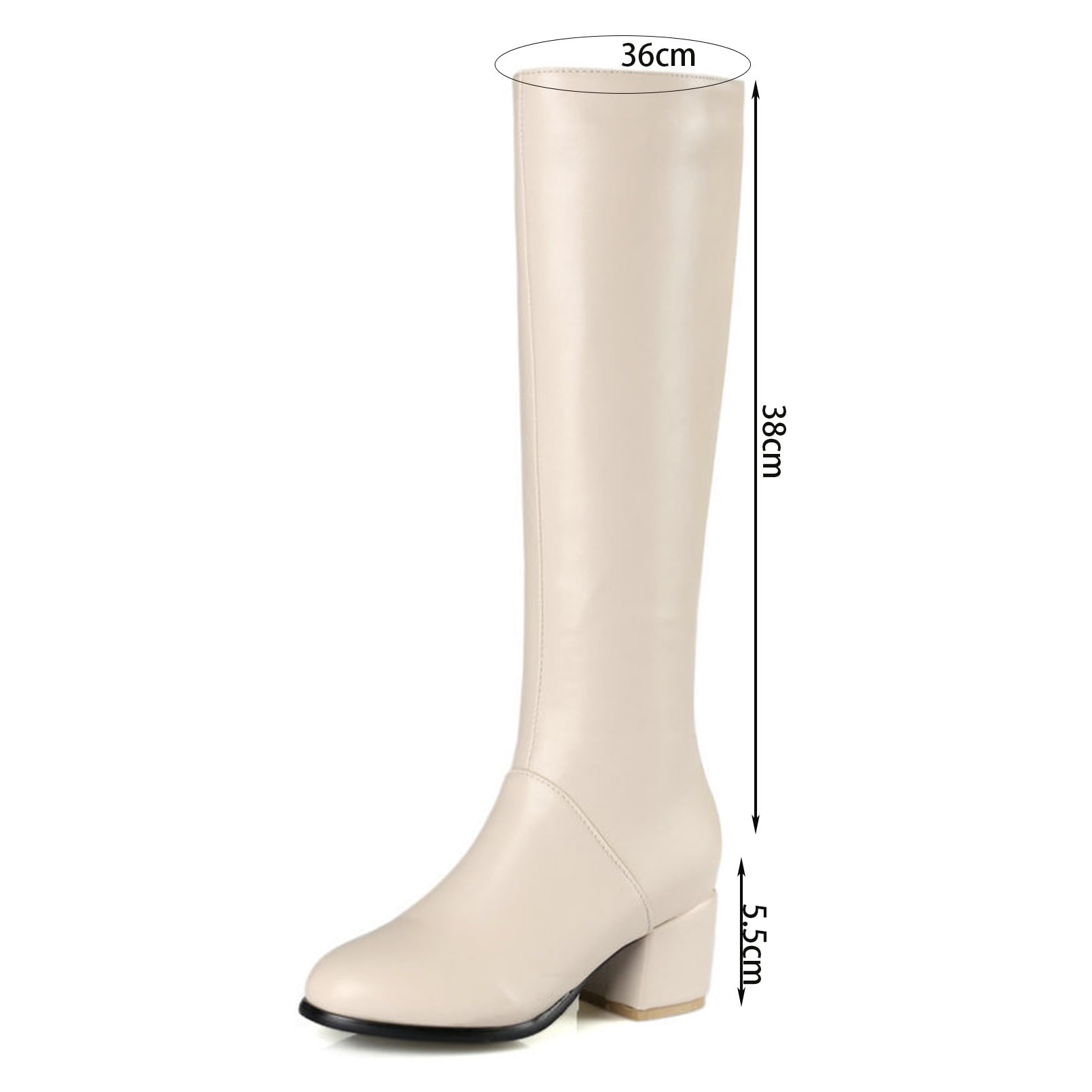 Mediados de la Pantorrilla otoño/Invierno cálido Botas Chunky tacón Rodilla Alta Montar Botas Altas Lado Cremallera Botas largas