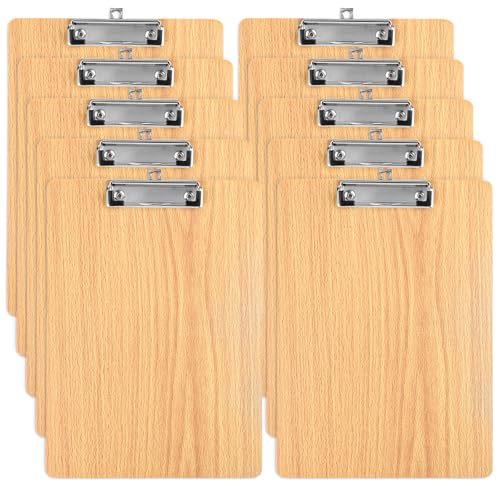 APACALI Lot de 10 porte-blocs A4 bois - Boîte de suspension - Bureau, travail, salle de classe, affaires, restaurant, marron clair