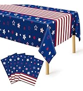 QZYL 4 Pack 4th of July Decorations, 54" x 108" USA Plastic Table Cloth, Tear Resistant Patriotic...