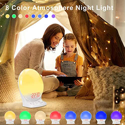 Sunrise Alarm Clock Sound Machine, Natural Wake Up Light With Sunrise Simulation, Snooze, Dual Alarms, 8 Color Night Light, Dimmer, Bedroom Alarm Clock For Heavy Sleepers, Kids, Adults, Teens #TOP3