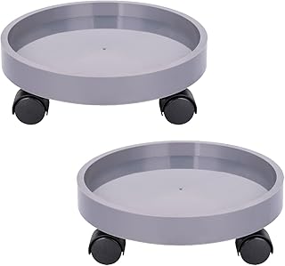 2 Pack Plant Caddy Plant Stand with Wheels 12.6 Inch Round Plant Roller with Metal Lockable Caster Wheels Heavy Duty Rolling Plant Stand Outdoor/Indoor Plant Dolly on Patio/Flower Pot