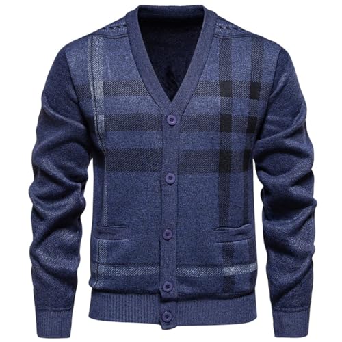 Men Thick Knit Cardigan Sweater Button-Up Vintage Style Casual Streetwear Warm Outerwear - Main Image