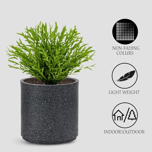 Image of GTB Cylinder German Polymer Pots for Plants Highly Durable Polymers Lightweight Indoor Outdoor Plant Pots, Flower Pot Gamla Tree Planter Container Planters(plant not included) (grey marble, 12 inch)