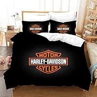 NICHIYO Harley Davidson Beddengoedset - dekbedovertrek en kussensloop, microvezel, 3D digitale print, driedelig beddengoed (dekbedovertrek kussenslopen) (12, Single 135 x 200 cm NICHIYO Harley Davidson Beddengoedset - dekbedovertrek en kussensloop, microvezel, 3D digitale print, driedelig beddengoed (dekbedovertrek kussenslopen) (12, Single 135 x 200 cm