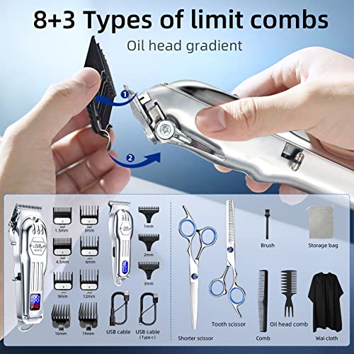 Kikido Hair Clippers Professional Cordless For Men, Barber Clippers For Hair Cutting Kit, Wireless Lcd Display Hair Trimmers Set, Rechargeable Haircut Machine For Family #TOP2