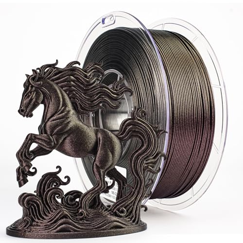 Image of ZIRO 3D Printer Filament, 1.75mm Shiny Super Sparkle PLA with Glitter, Chameleon Series Filament, Twinkling Effect PLA 1kg Spool, Fit Most FDM 3D Printers Pens, Scarlet Gold Luster