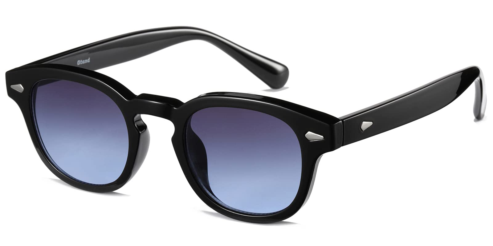 Gtand Unisex Vintage Retro Runde Stil Getönte Sonnenbrille Für Männer Frauen Mode Kreis Sonnenbrille 46mm, C05 Schwarzer Rahmen/Gradient Grau-blaue Linse, 46mm