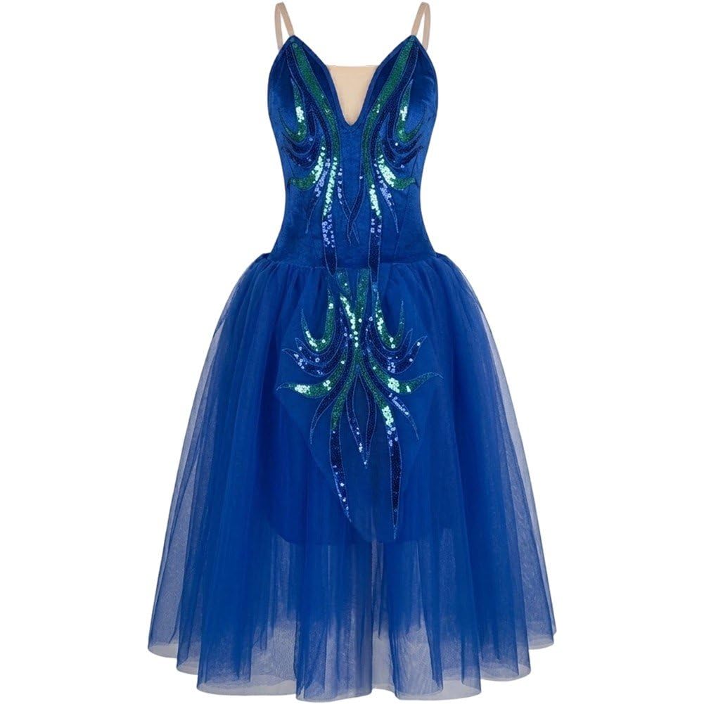 Luxylei Long Ballet, Embroidery Ballet Dress Sleeveless Spaghetti Strap Skating Gymnastics Ballet Costumes for Women