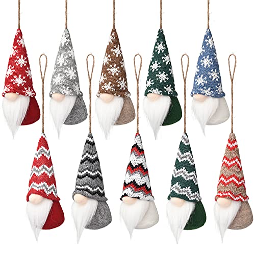 10 Pcs Christmas Tree Handmade Hanging Gnomes Ornaments, Swedish Plush Gnome Scandinavian Santa Elf Hanging Home Decorations Christmas Holiday Decor - Image 3