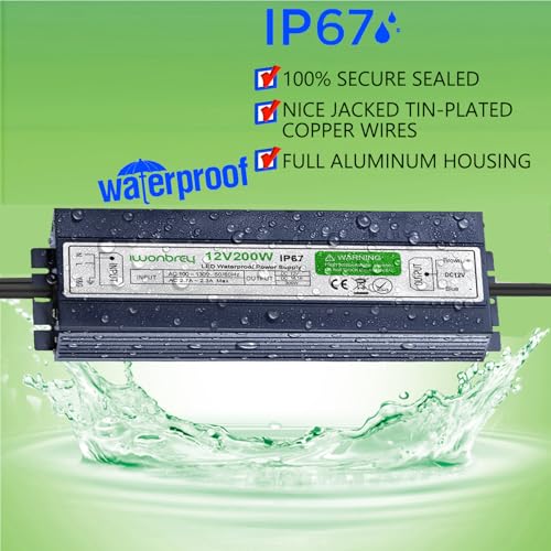 Image of LED Driver 200 Watts Waterproof IP67 AC 110V to 12V 16.5A Low Voltage Transformer Indoor or Outdoor Power Supply Adapter for LED Strip,Landscape Lighting Project, and Any 12V LED Lights