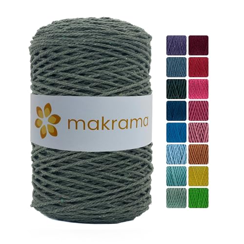 Reviews de Color Verde Militar los mejores 5. 43 MAKRAMA Cuerda de Algodón 2mm Macramé 200 Metros 500gr Colores (Verde Militar)