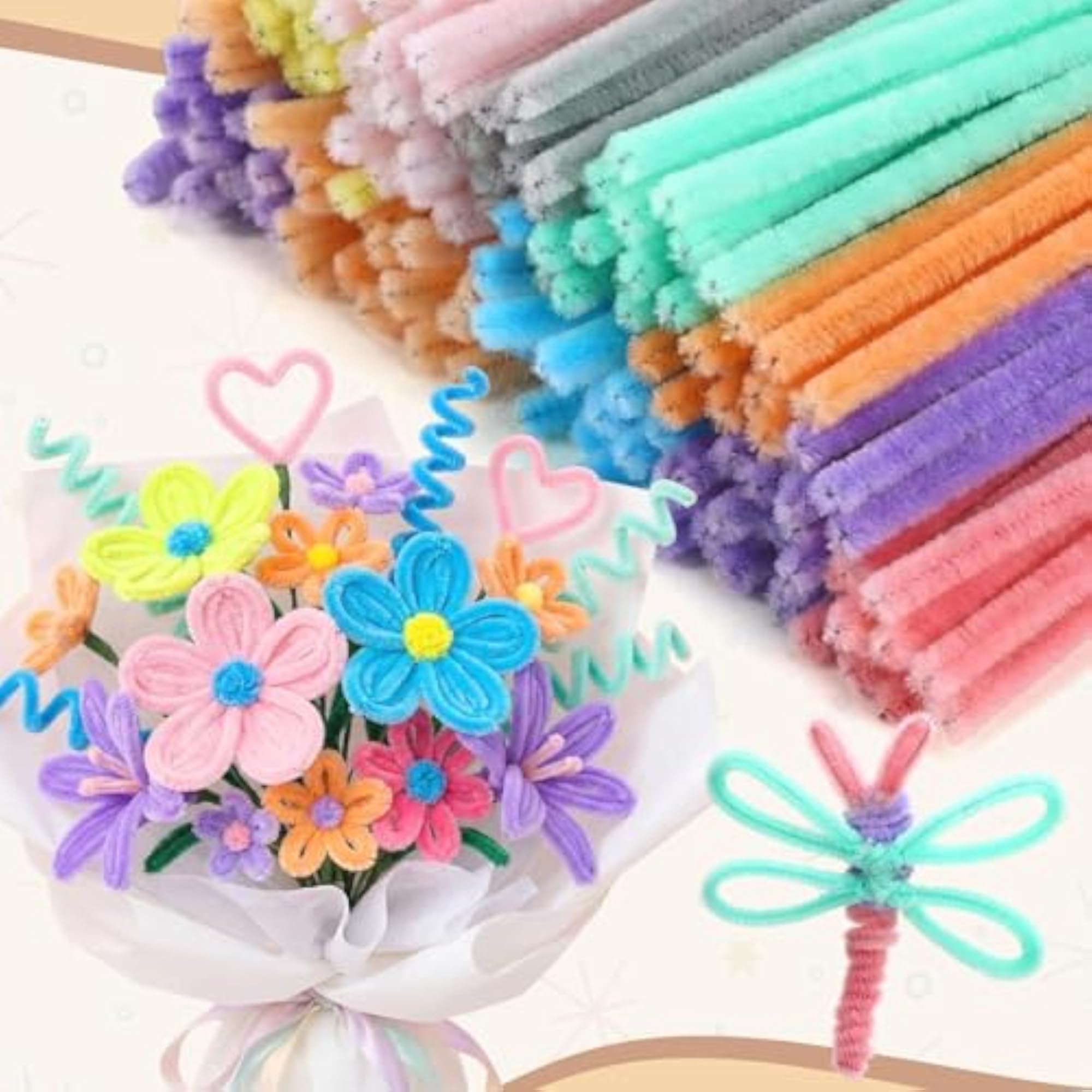 Professional Thick Pipe Cleaners, 100 Count in Pastel Macaron Colors