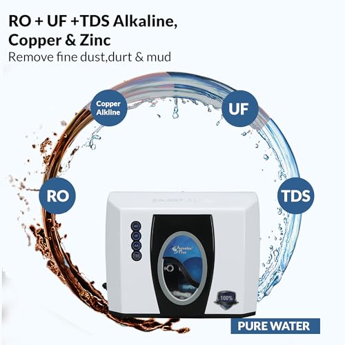 Image of Aquatec Plus - Smart Pure - UTS Under Sink Storage pressure tank 12 L RO+UF+TDS + Alkaline + Copper + Zinc Water Purifier (Off-White) Works up to 3500 TDS