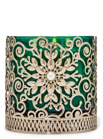 Bath And Body Works Ornate Snowflake 3 Wick Candle Holder Bundle Of 2, (Sleeves, Pedestals) #TOP1