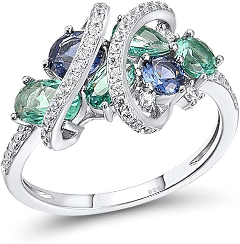 Santuzza Anillo giratorio de plata de ley 925 Anillos de circonita cúbica blanca