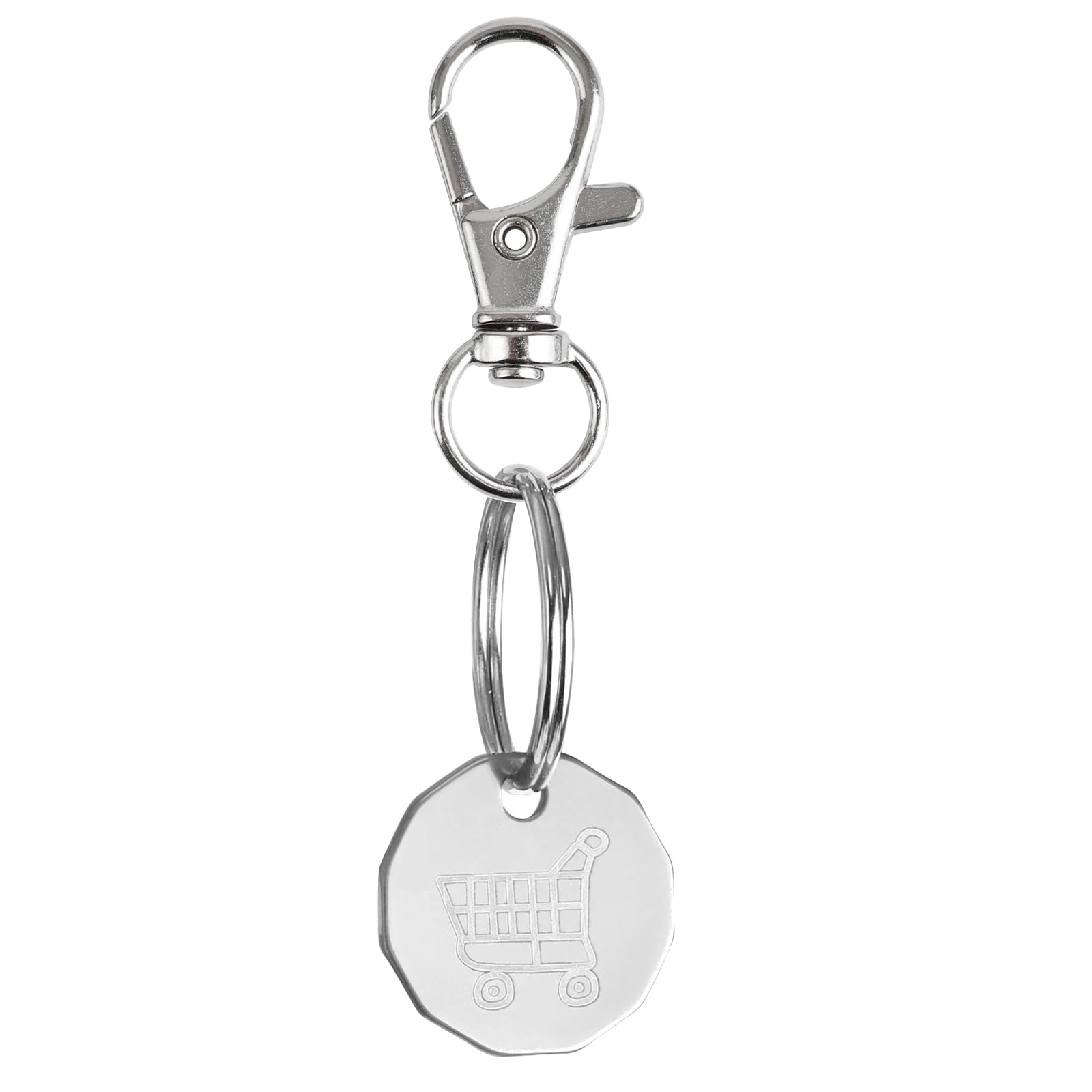 Fachoi Unisex Silver Trolley Token Keychain, Stainless Steel Trolley Coin Keyring Shopping Trolley Token For Removable Supermarket Keyrings Grocery Shopping Cart F4-Gwcb (Silver)