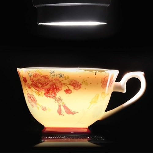 Miniatura 7 de Bone China - Juego de tazas de té y platillo, taza de té estilo real vintage, juego de flores rojas, 7 onzas