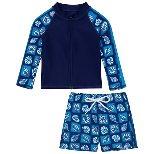 Image of SwimZip Boys' Long Sleeve Rash Guard & Swim Shorts Set - UPF 50+ Sun Protection
