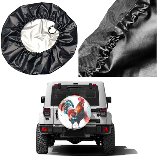 Image of Dujiea Bright-Colored Rooster Spare Tire Cover, Universal Wheel Tire Cover Waterproof Dust-Proof Tire Protectors for Trailer Rv SUV Truck Camper and Many Vehicle 14 15 16 17 Inch