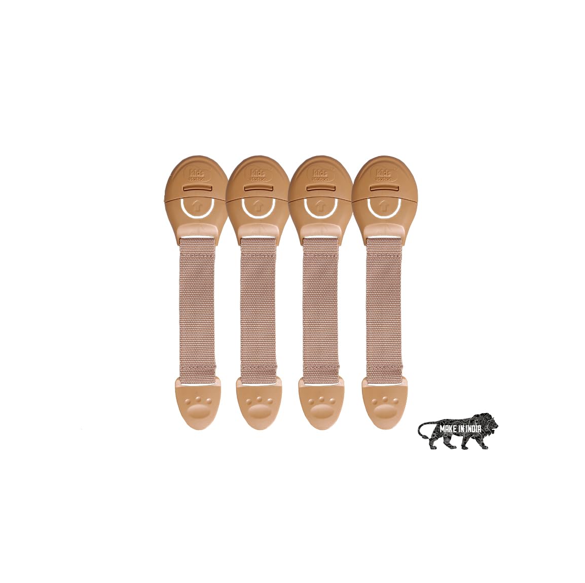 Kids Station Baby Safety Adjustable Cabinet Drawer Locks Straps - Strong and Adhesive Child / Toddler / Infants Safety Locks for Drawers, Cabinets, Fridge and Cupboard - Baby Proofing Product - Pack of 4 (Beige)-image-46