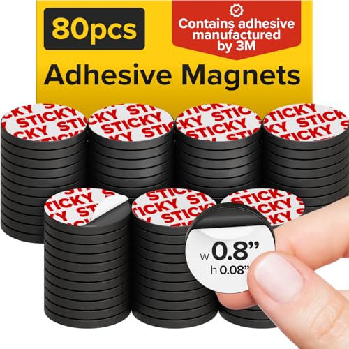 Sticky Flexible Adhesive Magnets for Crafts, 0.8"x0.08" (20x2mm), 80 pcs
