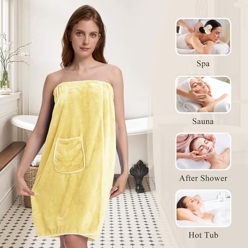 Image of PJGGZ Towel Wrap for Women, Three Adjust Clasps Closure Bath Wraps After Shower Spa Sauna Bathrobe(Available in Plus Size)