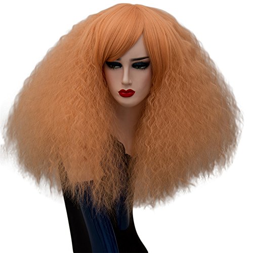 Fluffy Short Curly Wigs Cosplay Wigs Halloween Costume Wigs Synthetic Hair Oblique Bangs For Women With Wig Cap Z079M #TOP1