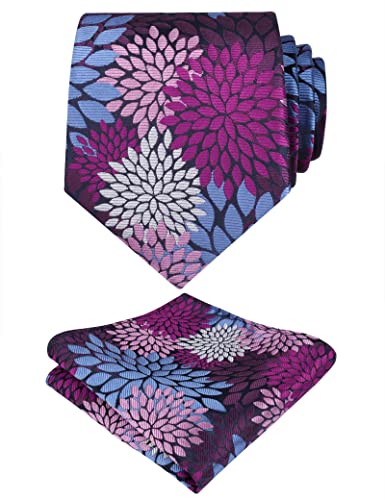 Image of Alizeal Mens 3.15inches Leaf Flower Pattern Tie Set