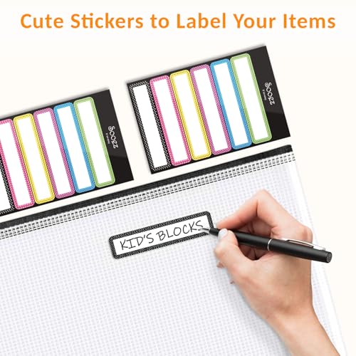 image for Sooez 24 Pack Mesh Zipper Pouch with Sticky Labels, A4 Mesh Bags Board