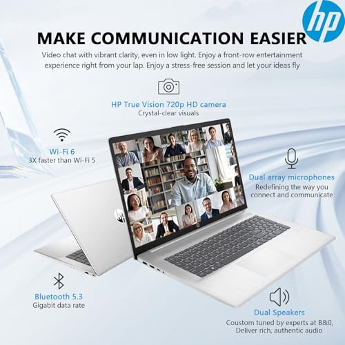 Image of HP 17 Inch Touchscreen Laptop Computer, 17.3 inch HD+ Touch Screen Business Laptop PC, Intel Core i7, 64GB RAM 2TB SSD, Windows 11 Pro, Backlit 10 Key|Fingerprint Reader
