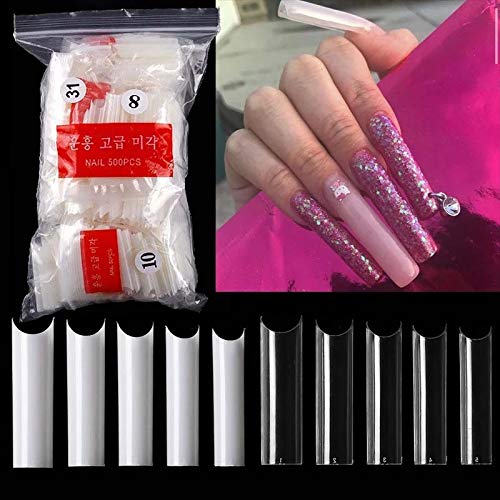 500 uñas postizas acrílicas transparentes miniatura 2