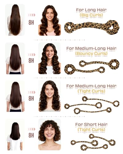 Image of BONNET QUEEN Heatless Hair Curler Satin Hair Curler Heatless Curls Women Hair Rollers No Heat Overnight Curls Large Curler, Leopard