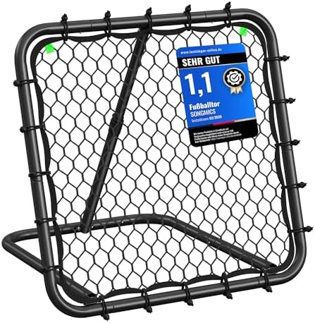 SONGMICS Rebounder für Fußball, Fußballtor Kinder, tragbar, Fußball-Rebounder, mit Stahlrahmen, winkelverstellbar, schneller Aufbau, für Garten, Park, Strand