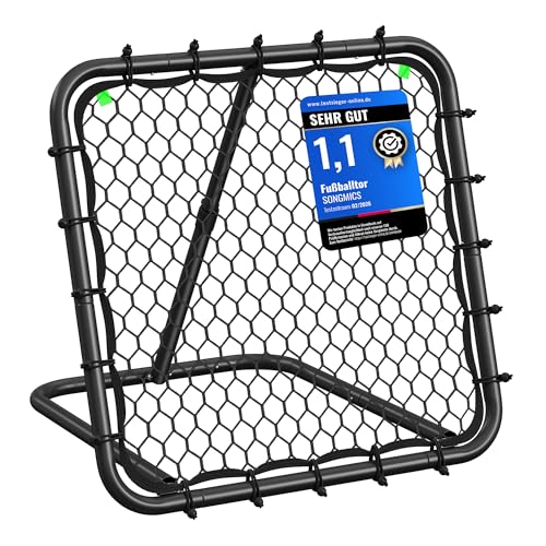 SONGMICS Rebounder für Fußball, Fußballtor Kinder, tragbar, Fußball-Rebounder, mit Stahlrahmen, winkelverstellbar, schneller Aufbau, für Garten, Park, Strand, tintenschwarz SZQ0085B01