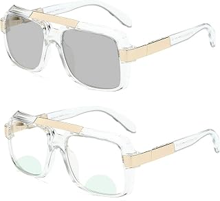 Oversized Transition Sunglasses Photochromic Reading Glasses Men Bifocal Presbyopia Points for Reader Near Far sight (clear, 2.0)