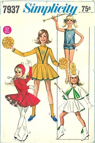 Simplicity 7937 - Patrón de costura para animadora/majorette y patinaje para niñas, talla 7, pecho 26, cintura 23