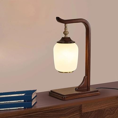 Miniatura 6 de Lámpara para escritorio simple dormitorio mesita de noche lámpara de madera maciza retro estudio lámpara de mesa de lectura lámparas de escritorio