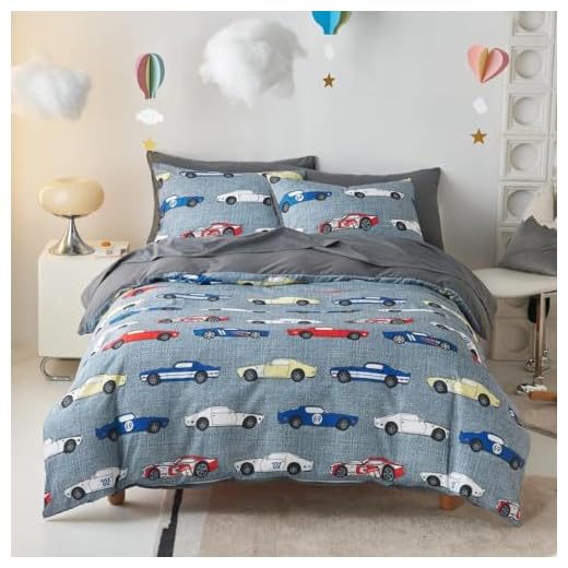 23+ Creative Car Room Decor Ideas for Enthusiasts 4 Wake In Cloud - Race Car Bedding Set for Boys, Cute Colorful Sports Car Supercar Wheels Comforter Set with Sheets, 5 Pieces Kids Bed in a Bag, Gray, Twin Size