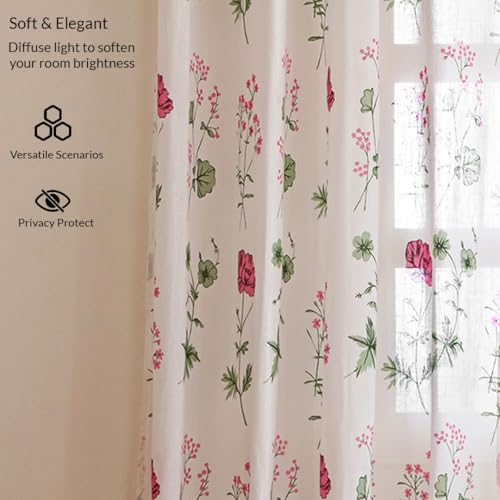 Image of HOMEMONDE Sheer Printed Curtain 6 Feet Window - Light Filtering Transparent Panels with Eyelet for Home Decoration, Pack of 1 - (Multicolor, 72 Inch)