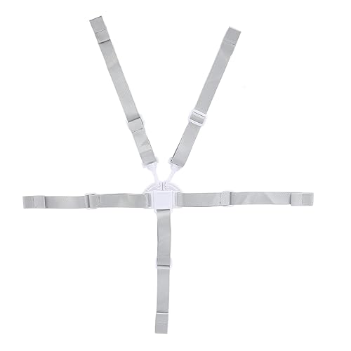 Cinturón de seguridad para bebé de 5 puntos, resistente, fácil de usar, ligero para silla de paseo (correa de 5 puntos con botón blanco)