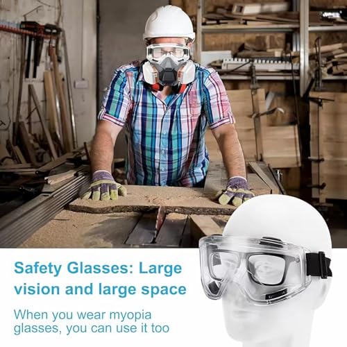 Sosvulix Halb Gesicht Staubmaske Set Filter für Dämpfe, Sand, Asbest, Gas, Säure und Ammoniak mit Schutzbrille, Partikelschutzfiltern Lackierer Masken und mehr (Mehrfarbige + 10 Filterwatte+2097)