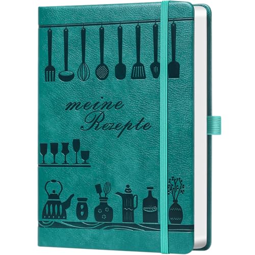 Rezeptbuch A5 zum Selberschreiben Meine Lieblingsrezepte DIY Koch- & Backbuch zum Ausfüllen (120 g Papier 14 5 x 21 cm) Seeblau