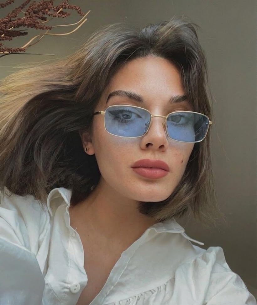 Image of Rectangle Retro UV Protection Sunglasses for Men & Women, Stylish 90's Narrow Frame