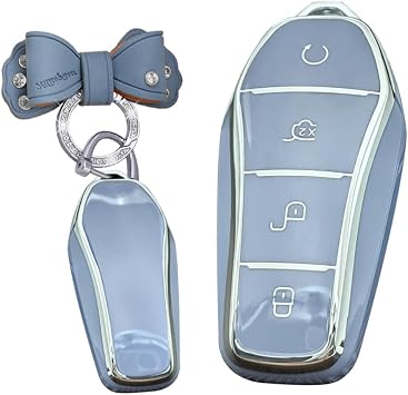 Key Fob Accessory Key Bag Fits for BYD Atto 3 Han Tang Song Pro-DM-i Yuan Qin Seal Dolphin TPU Key Protection Car Key Case Key Shell 4 Buttons Blue