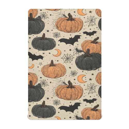 Image of Halloween Vintage Pumpkins Crib Sheets Soft Breathable Fitted Baby Crib Sheets Mattress Cover for Girls Boys, 52 inch x 28 inch x 9 inch