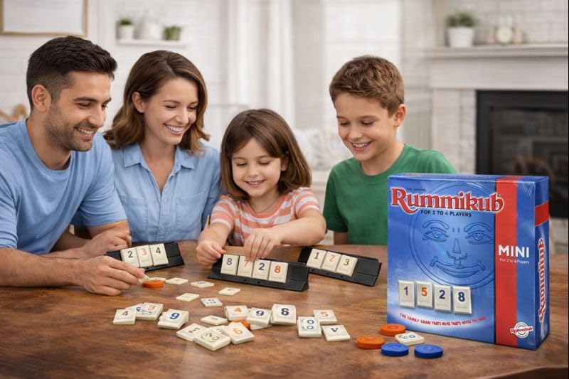 Image of Rummikub Mini Original Family Strategy Board Game for Kids & Adults | Travel Size | 2-4 Players | Educational Number Game | Ages 7+