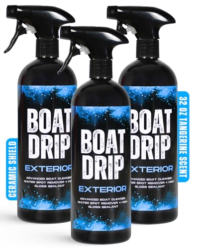 Boat Drip Exterior Cleaner, All Purpose Boat Cleaner with SiO₂ Ceramic Sealant, Tangerine Scent - Effective Water Spot & Oxidation Remover for Boats, Yachts, Marine Vessels and More - 32oz(3-Pack)