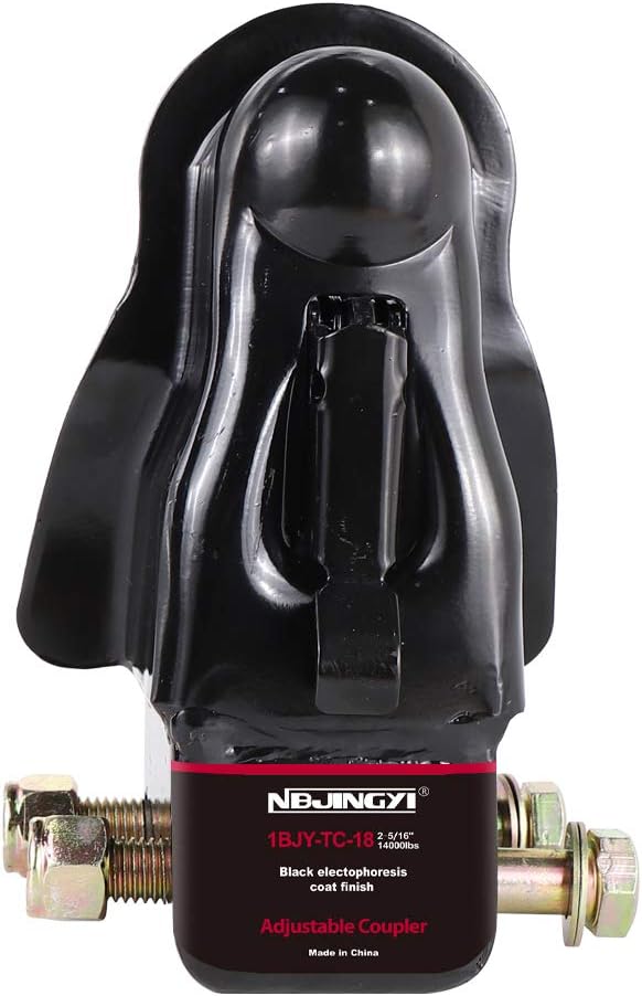 NBJINGYI 2-5/16" Adjustable Channel Mount Trailer Coupler, 14,000 lbs Gross Weight Capacity, Heavy Duty Cast Steel Wedge-Latch Coupler with Mounting Hardware, Black Powder Coat